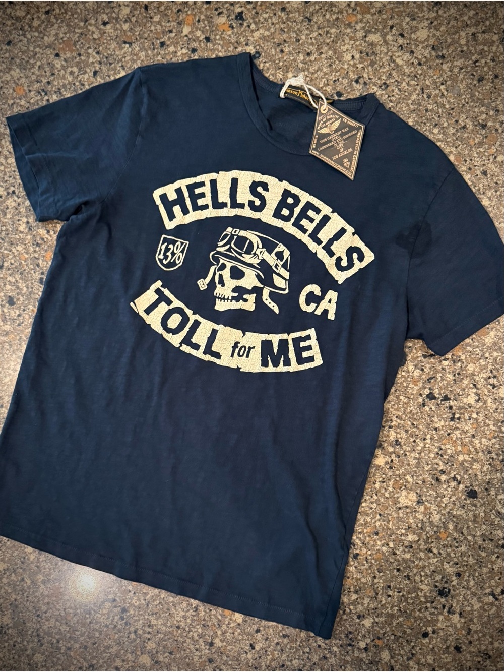 Johnson Motors “Hells Bells” vintage slub moto tee. NWT